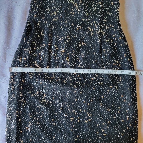 Scala Vintage Black Silk Beaded Sequin Backless Maxi Mermaid Gown Dress M - Picture 11 of 11